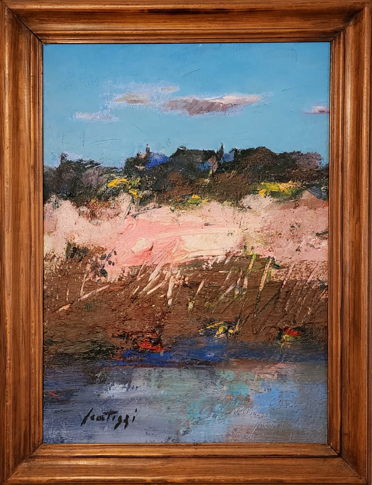 Sergio Scatizzi, Paesaggio sull'Arno, Olio su tavola, cm 70x50, 1990-1991