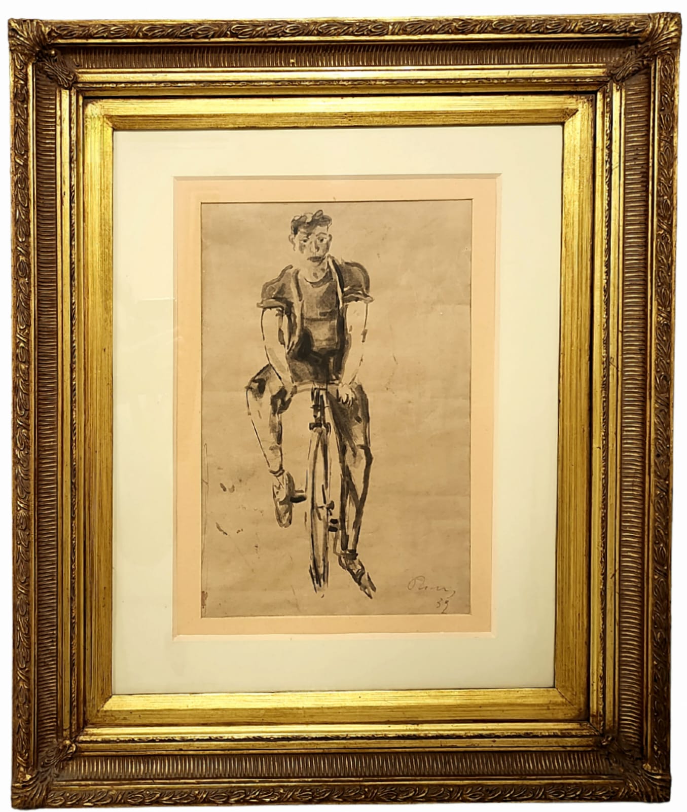 Filippo De Pisis, Ciclista, Inchiostro su carta, cm 35x25, 1939